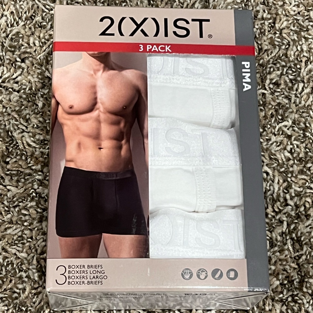 2xist Men's Black and White Boxer Briefs 3-Pack size Small